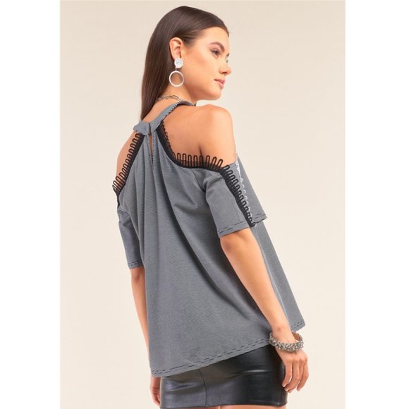 Tops - 🥳🥳HP🥳🥳NEW Loop Trim Cold Shoulder Top